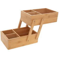 5 Five Simply Smart Organisateur de maquillage 2 niveaux Bambou Naturel