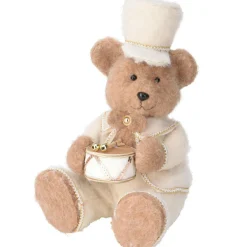 KOOPMAN Ours de Noël assis (H41 cm) Tambour d'or Crème Beige