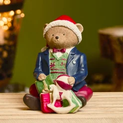 KAEMINGK Ours de Noël décoratif (H16 cm) Léo et ses cadeaux Multicolore