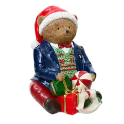 KAEMINGK Ours de Noël décoratif (H16 cm) Léo et ses cadeaux Multicolore