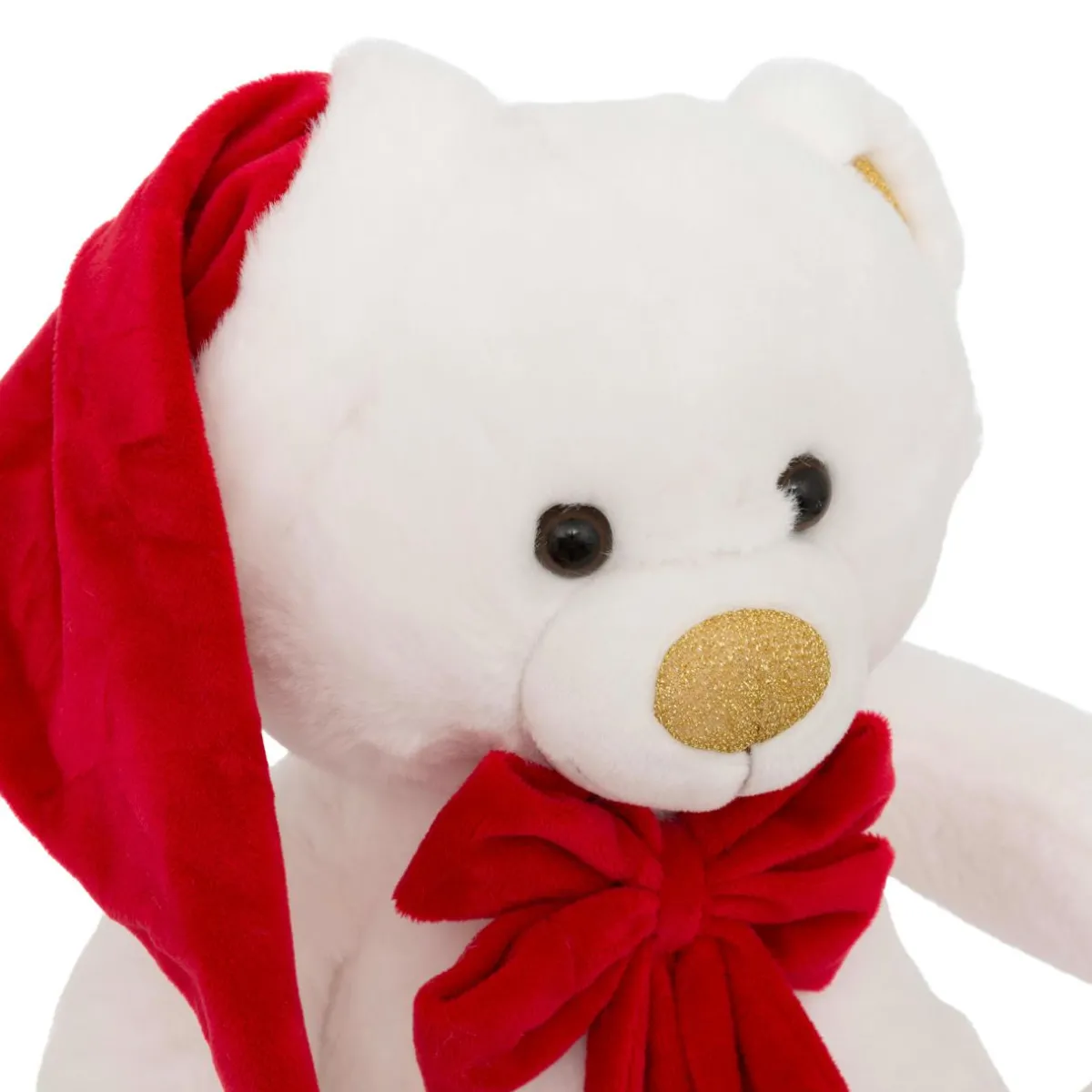 JJA Ours en peluche (H34 cm) Jules et nœud velours et rouge Blanc Clearance