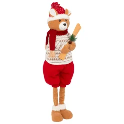 JJA Ours peluche jambes téléscopiques (H95 cm) Petit Skieur Rouge Clearance