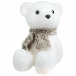 Feeric Lights & Christmas Ours polaire (H19 cm) Kodiak et son écharpe Blanc New