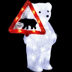 Feeric Lights & Christmas Ours polaire solaire 50 LED (H39 cm) Warning Blanc chaud