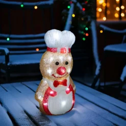 JJA Pain d'épices lumineux solaire 25 LED (H28 cm) Petit cuistot Blanc froid Marron Hot
