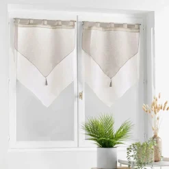 DOUCEUR D'INTERIEUR Paire de voilages à passants (60 x 120 cm) Duetto et Blanc Gris Best