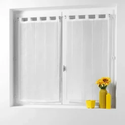 DOUCEUR D'INTERIEUR Paire de voilages à passants (60 x 160 cm) Linahe Blanc Online