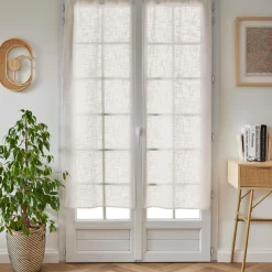 EMINZA Paire de voilages passe-tringle effet lin (60 x 160 cm) Robin Beige Discount