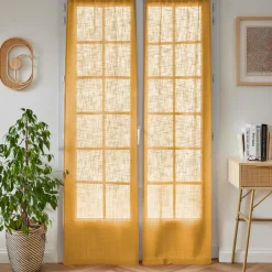 EMINZA Paire de voilages passe-tringle effet lin (70 x 200 cm) Robin Jaune ocre Outlet