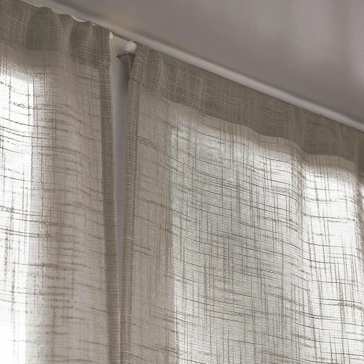 EMINZA Paire de voilages passe-tringle effet lin (60 x 120 cm) Robin Taupe Outlet