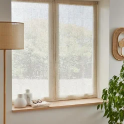 EMINZA Paire de voilages passe-tringle effet lin (60 x 90 cm) Luca Beige Online