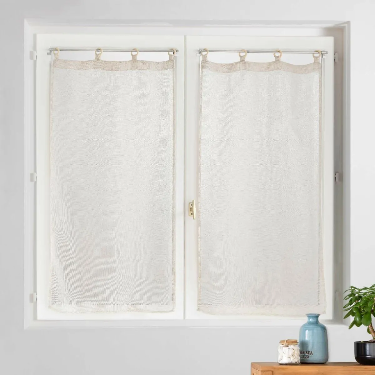 douceur d'intu017drieur Paire de voilages tissés œillets bois (60 x 160 cm) Minalisa Beige Best