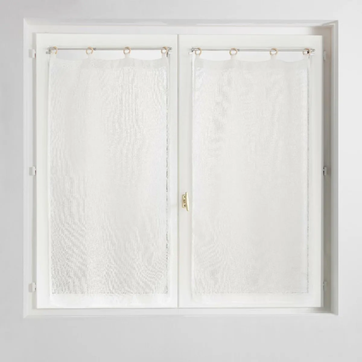 douceur d'intu017drieur Paire de voilages tissés œillets bois (60 x 160 cm) Minalisa Blanc