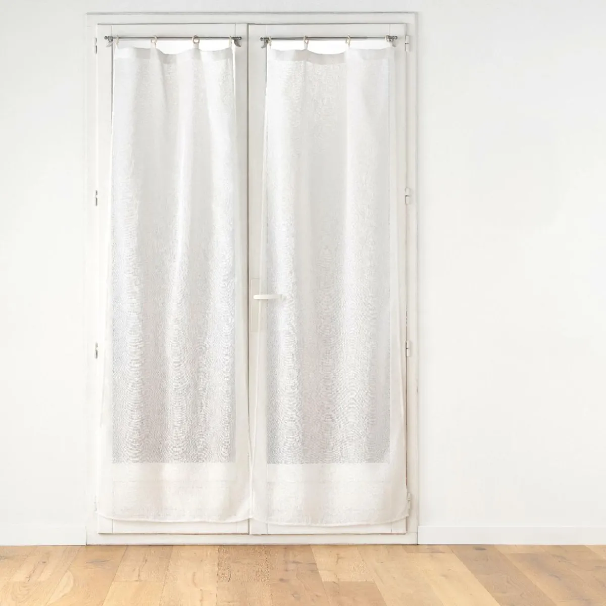 douceur d'intu017drieur Paire de voilages tissés œillets bois (70 x 200 cm) Minalisa Blanc