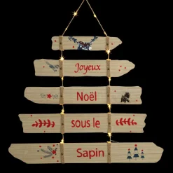 Feeric Lights & Christmas Pancarte de Noël illuminée à piles (H80 cm) Sapin Blanc chaud Discount
