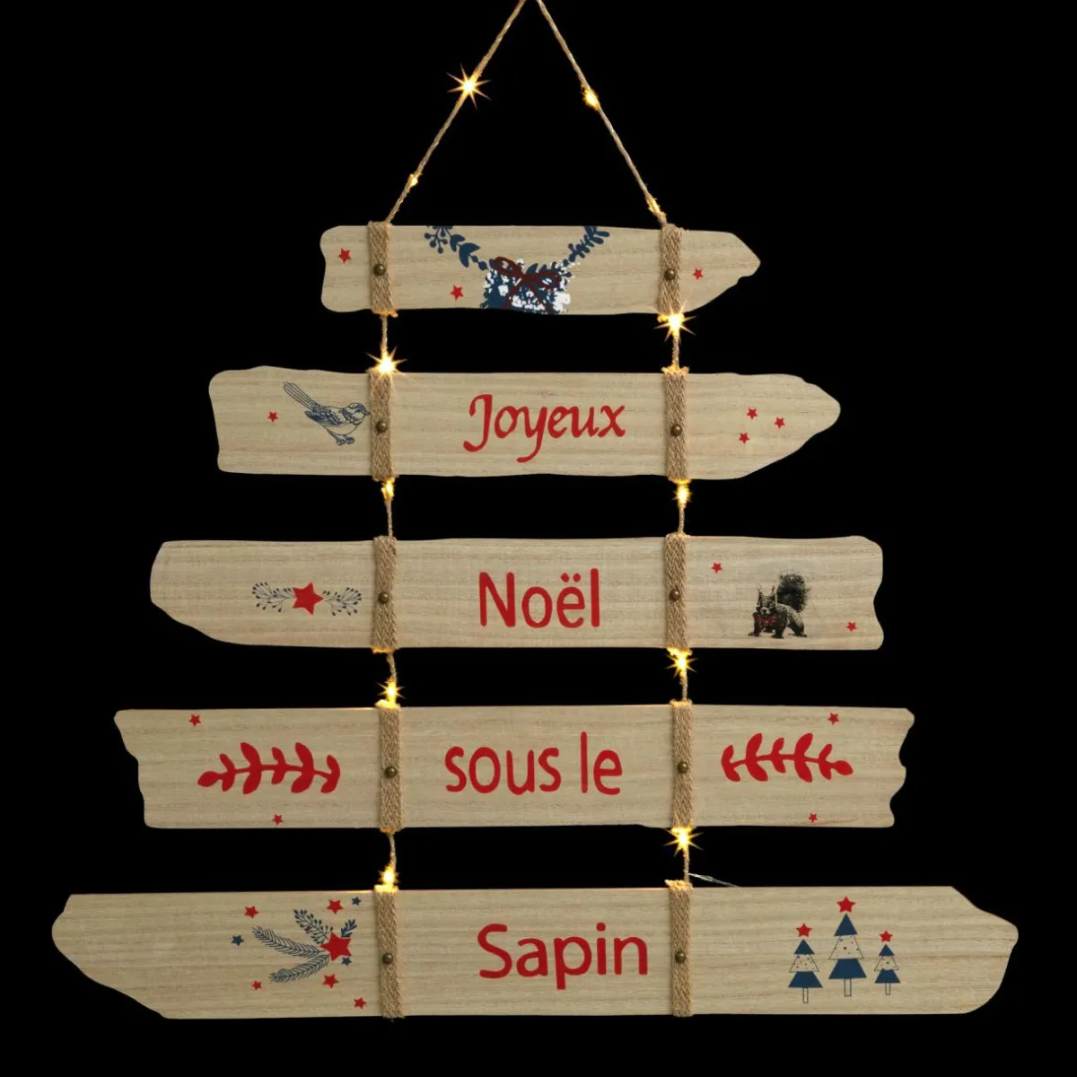 Feeric Lights & Christmas Pancarte de Noël illuminée à piles (H80 cm) Sapin Blanc chaud Discount