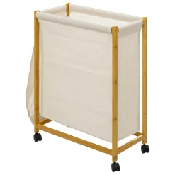 ATMOSPHERA Panier à linge à roulettes (55 x 28 x 80 cm) Livo Beige New