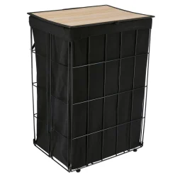 TENDANCE Panier à linge pliable (H60 cm) Industriel Noir Discount