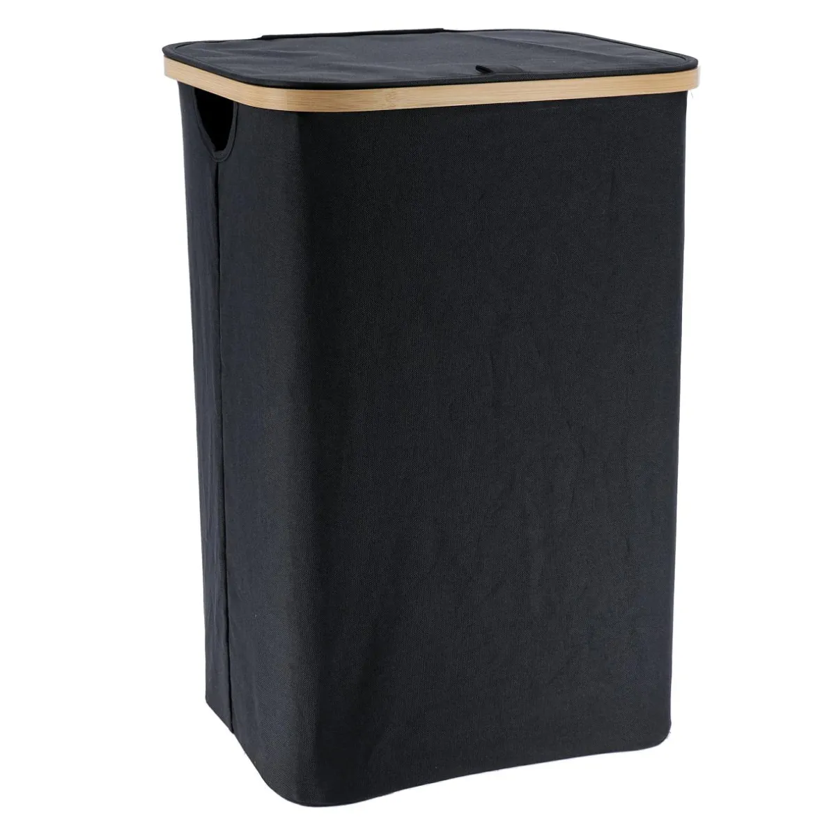 TENDANCE Panier à linge rectangulaire et pliable (H60 cm) Purebamboo Noir Hot