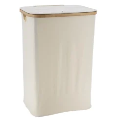 TENDANCE Panier à linge rectangulaire et pliable (H60 cm) Purebamboo Ecru