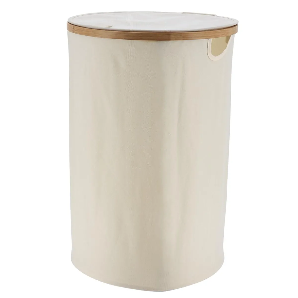 TENDANCE Panier à linge rond et pliable (H60 cm) Purebamboo Ecru
