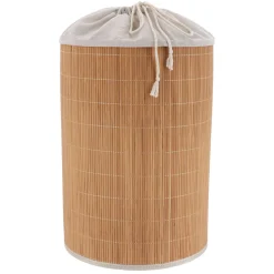 TENDANCE Panier à linge rond et pliable (H50 cm) Harmonie Naturel Best