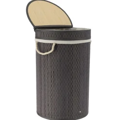 TENDANCE Panier à linge rond et pliable (H55 cm) Damier Gris Hot