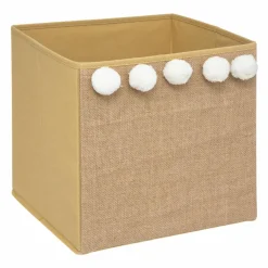 Atmosphera cru017dateur d'intu017drieur for kids Panier de rangement enfant jute (29 x 29 cm) 5 Pompons Marron Outlet