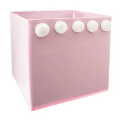 ATMOSPHERA Panier de rangement enfant (29 x 29 cm) 5 Pompons Rose Hot