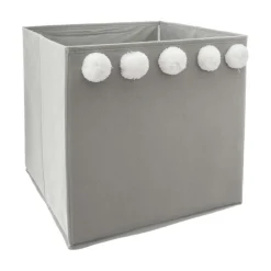 ATMOSPHERA Panier de rangement enfant (29 x 29 cm) 5 Pompons Gris Outlet