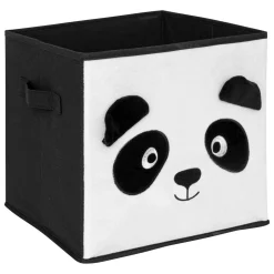 Atmosphera cru017dateur d'intu017drieur for kids Panier de rangement enfant velours (29 x 29 cm) Panda Noir Clearance
