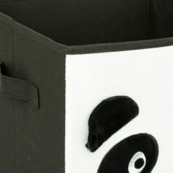 Atmosphera cru017dateur d'intu017drieur for kids Panier de rangement enfant velours (29 x 29 cm) Panda Noir Clearance