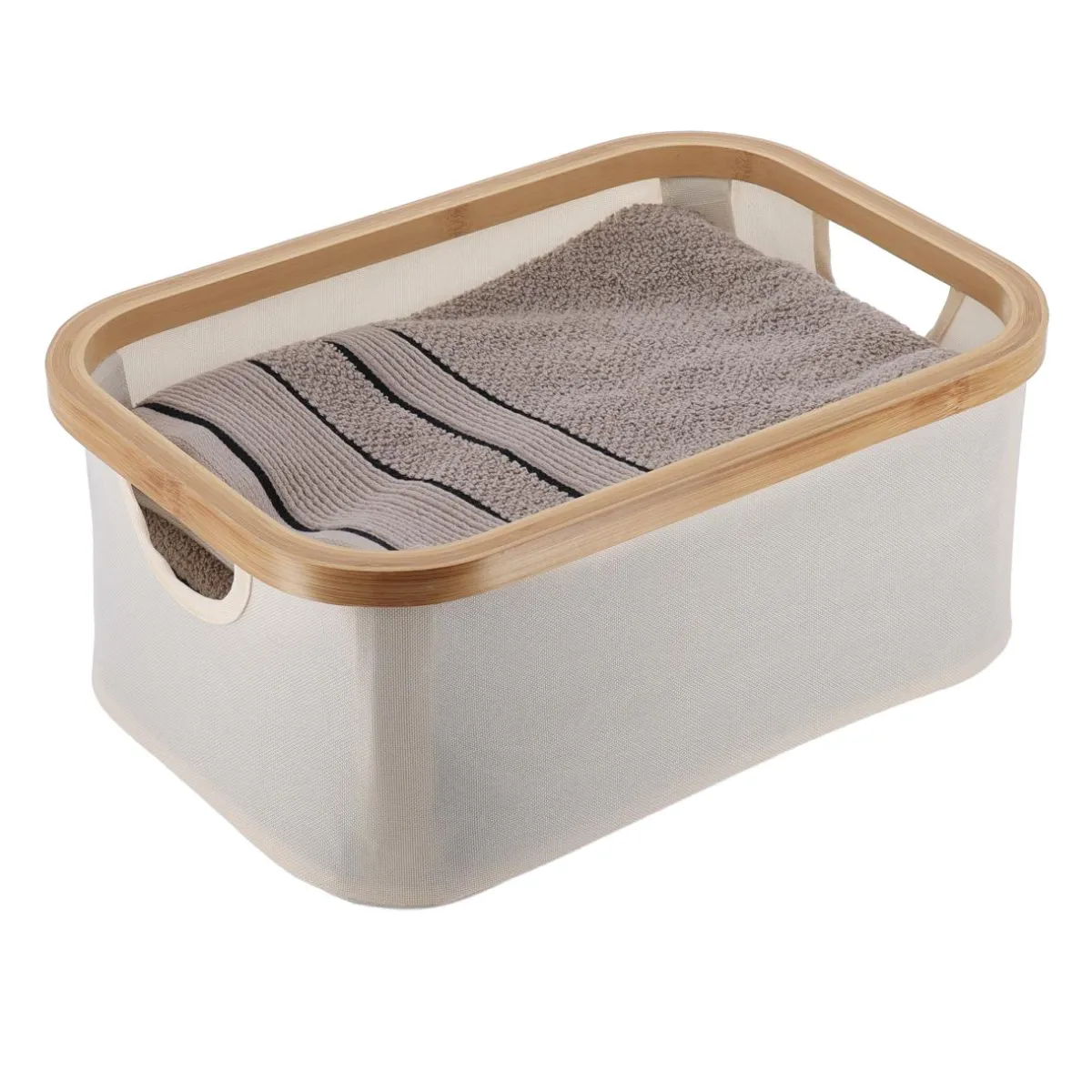 TENDANCE Panier de rangement pliable (L38 x H16 cm) Purebamboo Ecru