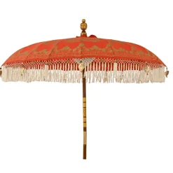 KAEMINGK Parasol de jardin rond à franges (D2 m) Jaipur et dorure Rouge Hot