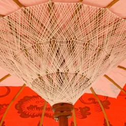 KAEMINGK Parasol de jardin rond à franges (D2 m) Jaipur et dorure Rouge Hot