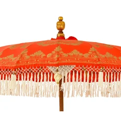 KAEMINGK Parasol de jardin rond à franges (D2 m) Jaipur et dorure Rouge Hot
