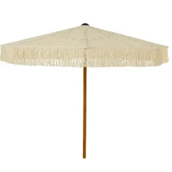 #N/A Parasol de jardin rond à franges (D2 m) Isy Dentelle Beige New