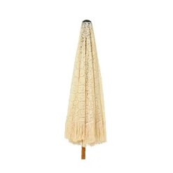 #N/A Parasol de jardin rond à franges (D2 m) Isy Dentelle Beige New