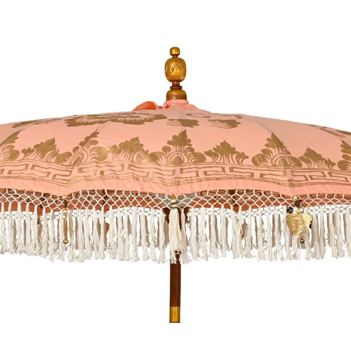 KAEMINGK Parasol de jardin rond à franges (D2 m) Jaipur Beige rosé et dorure Nude New