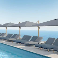 MOBELLIA Parasol déporté rectangulaire aluminium (4 x 3 m) Yucatan effet Bois et gris anthracite Effet bois - gris anthracite Hot