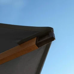 MOBELLIA Parasol rond aluminium (D3,5 m) Yucatan effet Bois et gris anthracite Effet bois - gris anthracite New