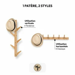 ATMOSPHERA Patère double sens 6 têtes Bambou le Naturel
