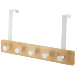 TENDANCE Patère pour porte 5 crochets (L37 x H20 cm) Bambou Blanc