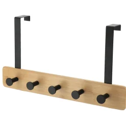 TENDANCE Patère pour porte 5 crochets (L37 x H20 cm) Bambou Noir Online
