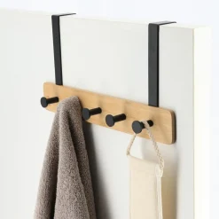 TENDANCE Patère pour porte 5 crochets (L37 x H20 cm) Bambou Noir Online