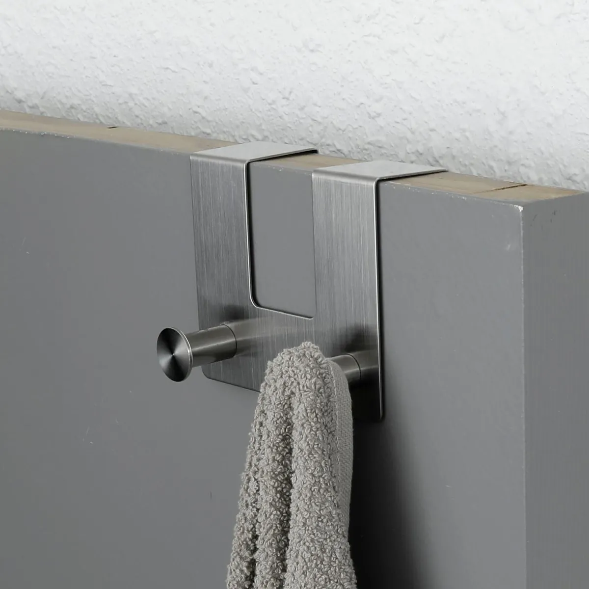 TENDANCE Patère pour porte acier inoxydable 2 crochets (H10 cm) Chrome Argent New