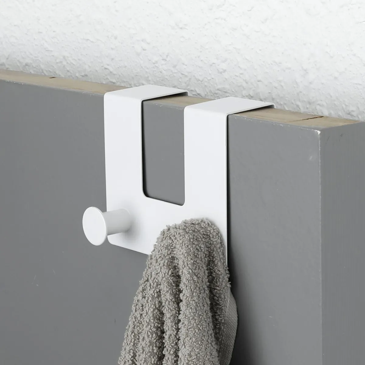 TENDANCE Patère pour porte métal 2 crochets (H10 cm) Blanc New