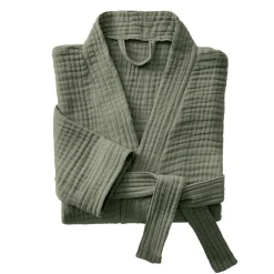 EMINZA Peignoir de bain gaze de coton S/M Gaïa Vert romarin Online