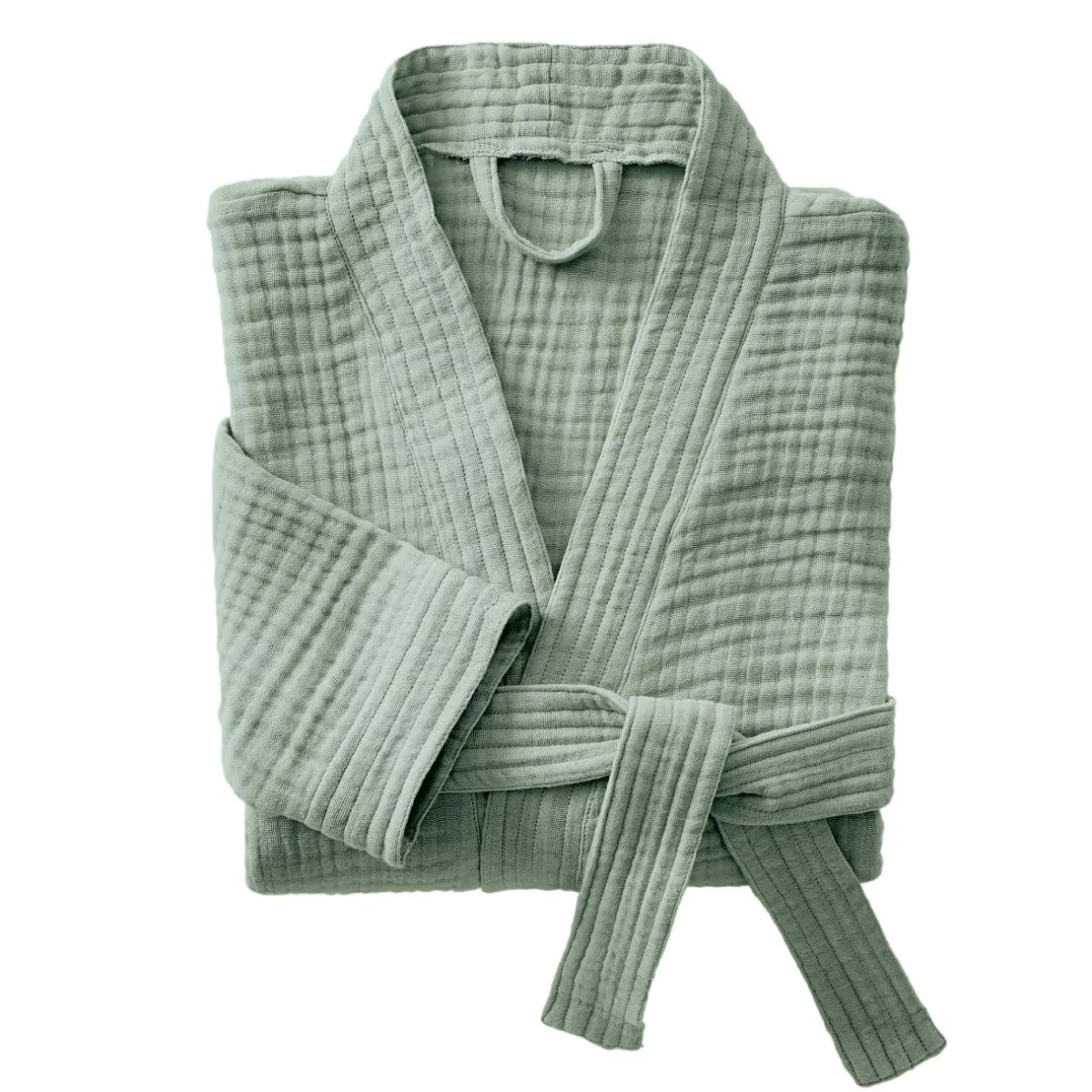 EMINZA Peignoir de bain gaze de coton L/XL Gaïa Vert Eucalyptus