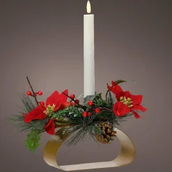 KAEMINGK Photophore avec bougie LED (H12 cm) Fleur de Noël Blanc chaud